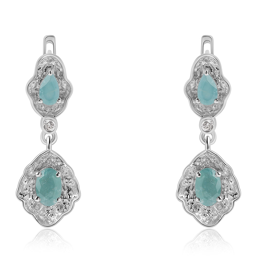 925 / 1000 Sterlingové Stříbro Náušnice s Grandidieritem a Bílým Topazem