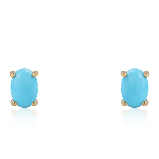 Pozlacené Stříbro 925/1000 - Náušnice s Tyrkysem Sleeping Beauty - Karátové číslo: 1.08. přibližná hmotnost: 1.01 gramů