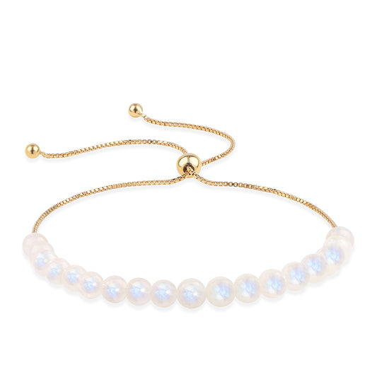 Pozlacené Stříbro 925/1000 - Náramek s Duhovým Měsíčním Kamenem - Karátové číslo: 31.67. přibližná hmotnost: 7.62 gramů