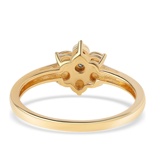 Pozlacené Stříbro 925/1000 - Prsten s Modrým Diamantem - Karátové číslo: 0.01. přibližná hmotnost: 2.48 gramů