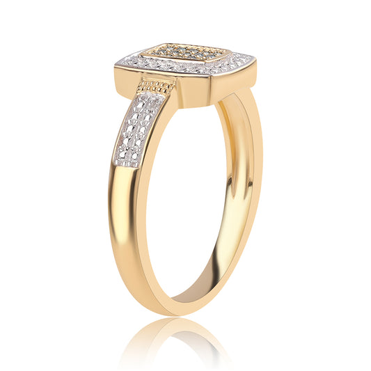 Pozlacený Stříbrný Prsten s Modrým Diamantem a Bílým Topazem