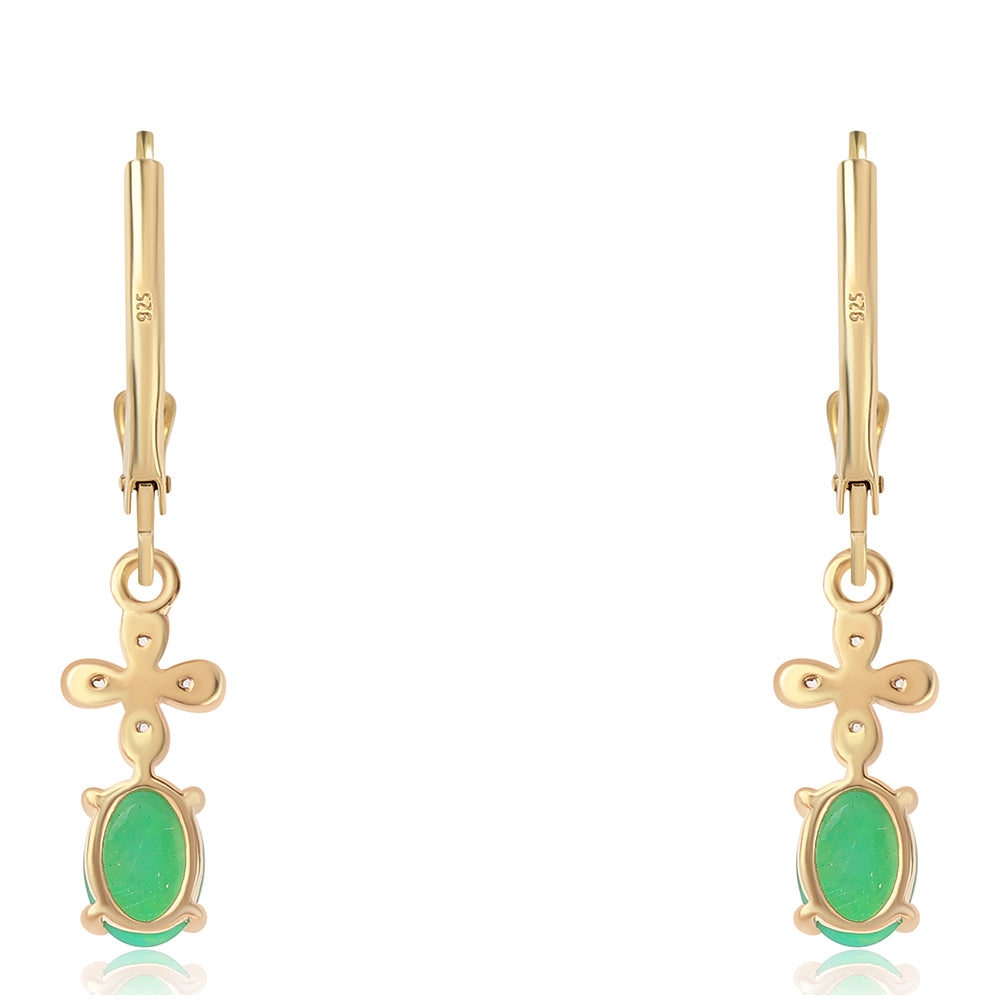 Pozlacené Stříbrné Náušnice se Zeleným Etiopským Opálem z Lega Dembi a Bílým Topazem