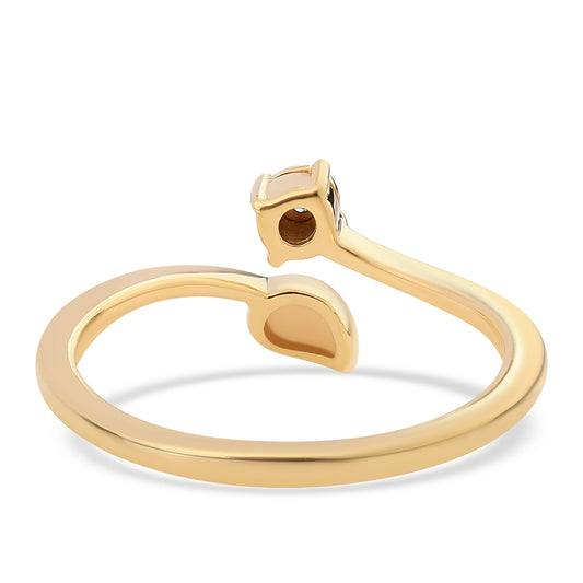 Pozlacené Stříbro 925/1000 - Prsten s Modrým Diamantem - Karátové číslo: 0.01. přibližná hmotnost: 1.84 gramů