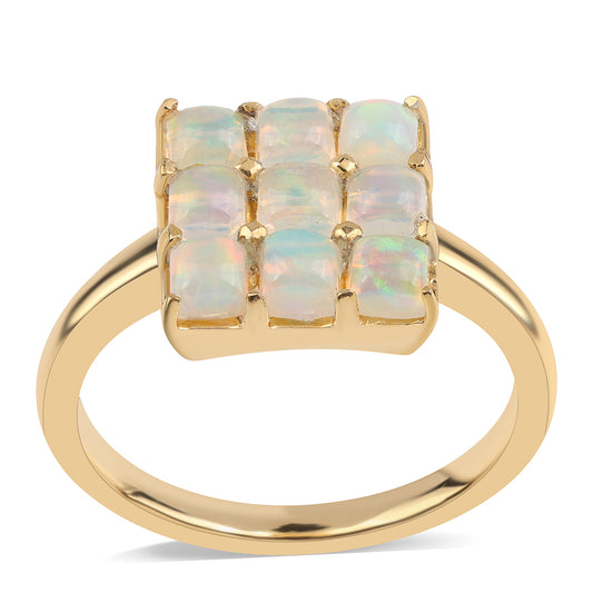 Pozlacené Stříbro 925/1000 - Prsten s Etiopským Opálem z Lega Dembi - Karátové číslo: 1.17. přibližná hmotnost: 3.49 gramů