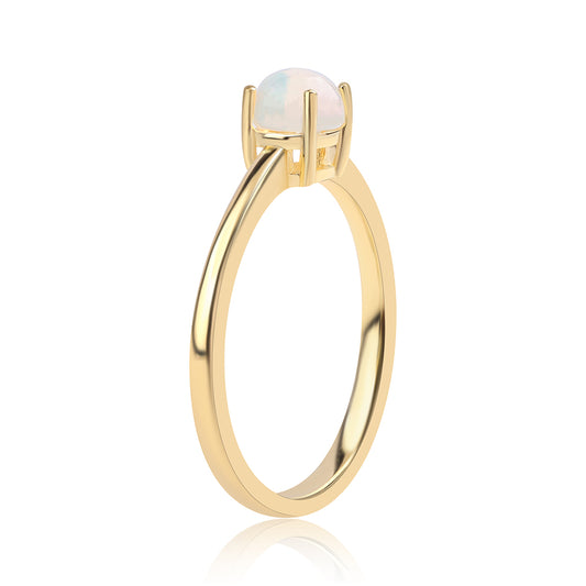 Pozlacené Stříbro 925/1000 - Prsten s Etiopským Opálem z Lega Dembi - Karátové číslo: 0.32. přibližná hmotnost: 1.75 gramů