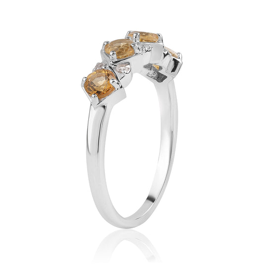 Stříbro 925/1000 - Prsten s Brazilským Citrínem tř.AA a Bílým Topazem - Karátové číslo: 1.11. přibližná hmotnost: 2.63 gramů