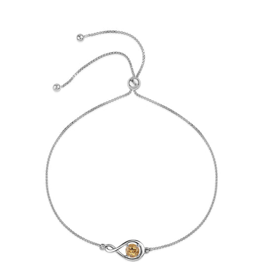 Stříbro 925/1000 - Náramek s Brazilským Citrínem tř.AA - Karátové číslo: 2.75. přibližná hmotnost: 2.8 gramů