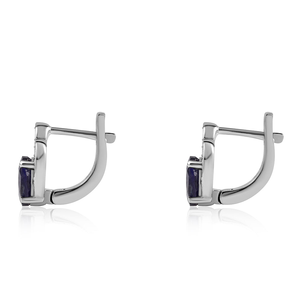 925 / 1000 Sterlingové Stříbro Náušnice s Australským Modrým Safírem a Bílým Topazem