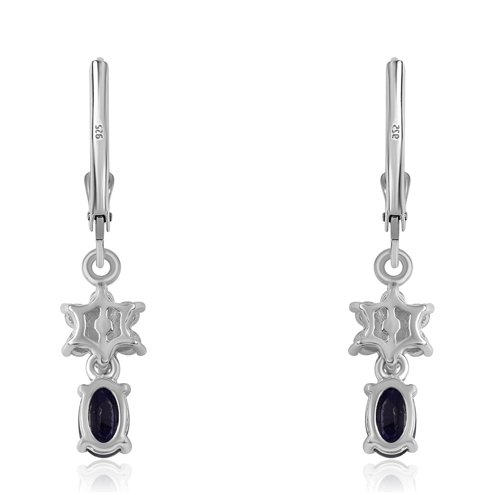 925 / 1000 Sterlingové Stříbro Náušnice s Australským Modrým Safírem a Bílým Topazem
