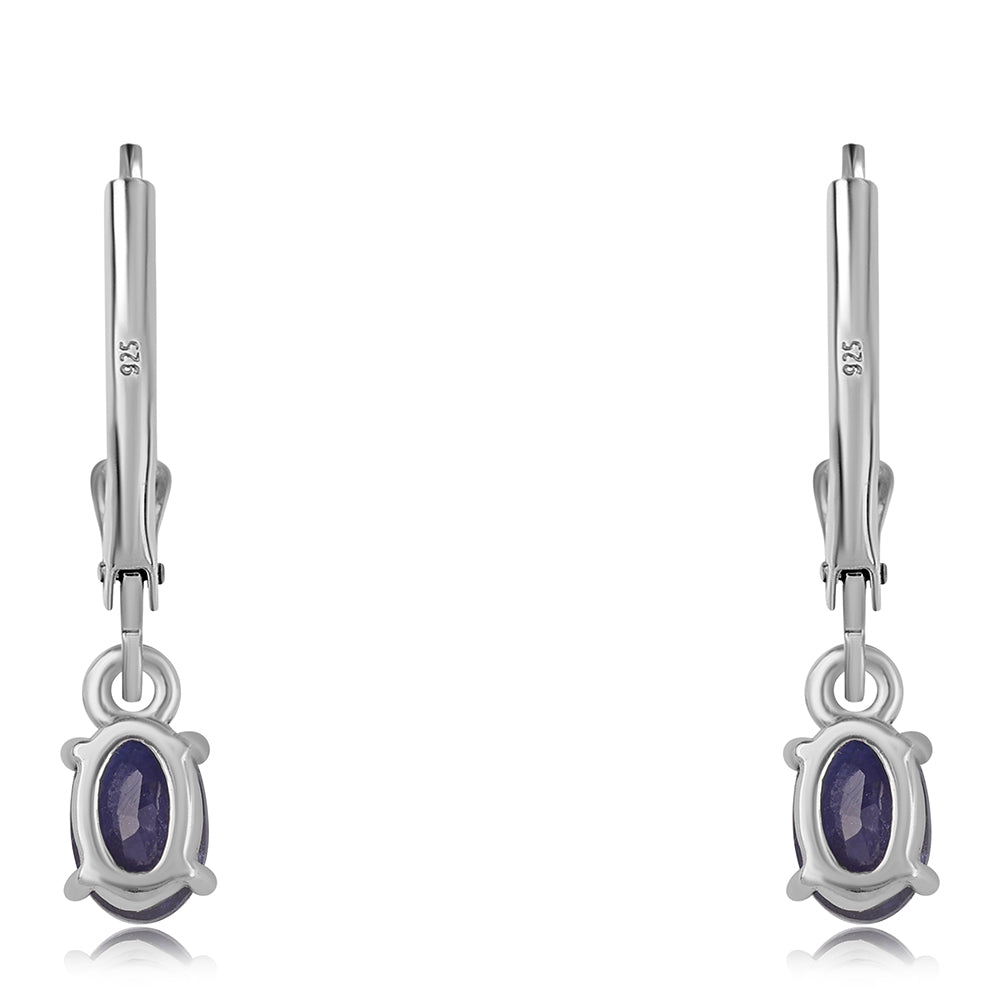 925 / 1000 Sterlingové Stříbro Náušnice s Australským Modrým Safírem