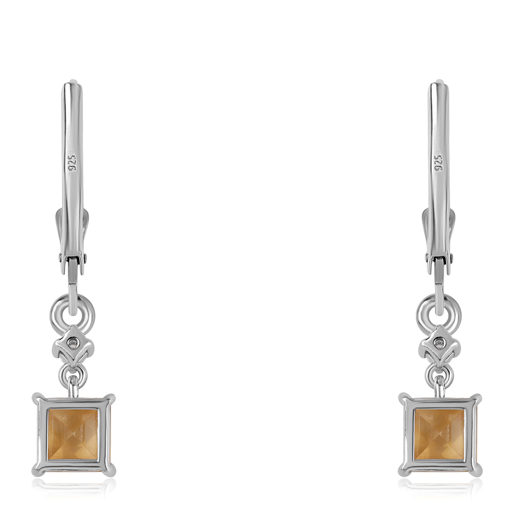 Stříbrné Náušnice s Brazilským Citrínem tř.AA a Bílým Topazem