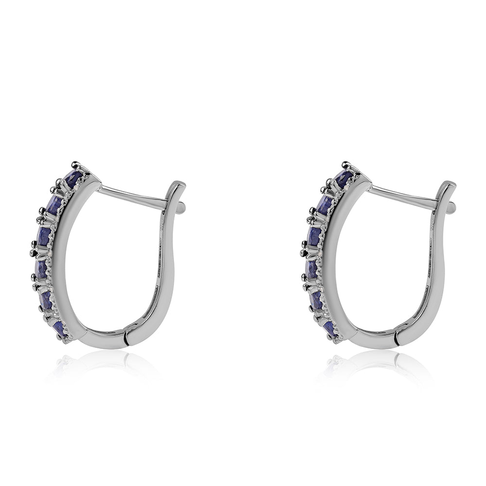 925 / 1000 Sterlingové Stříbro Náušnice s Australským Modrým Safírem a Bílým Topazem