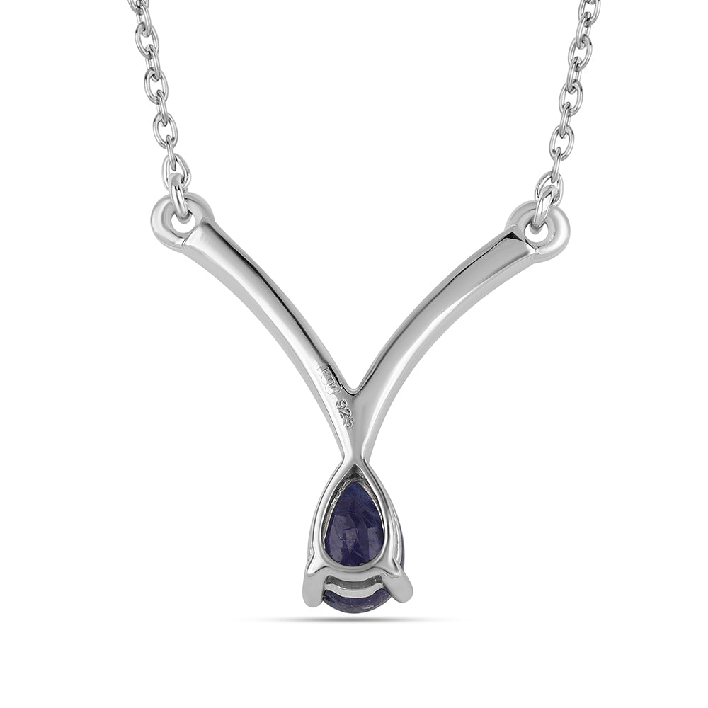 925 / 1000 Sterlingové Stříbro Náhrdelník s Australským Modrým Safírem a Bílým Topazem