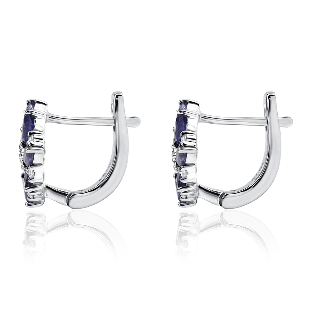 925 / 1000 Sterlingové Stříbro Náušnice s Australským Modrým Safírem a Bílým Topazem