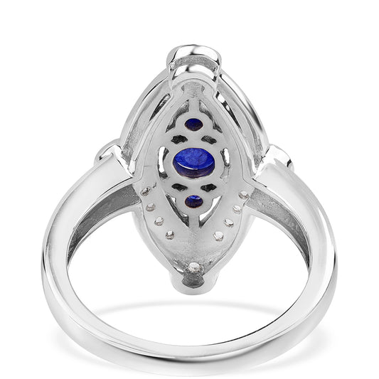 925 / 1000 Sterlingové Stříbro Prsten s Australským Modrým Safírem a Bílým Topazem