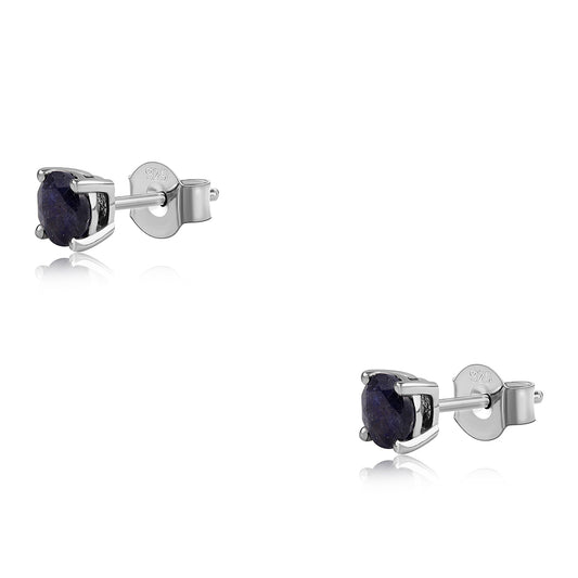 Stříbro 925/1000 - Náušnice s Australským Modrým Safírem - Karátové číslo: 1.6. přibližná hmotnost: 1.11 gramů