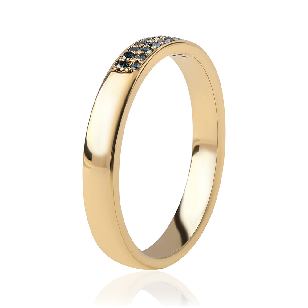 Pozlacený Stříbrný Prsten s Modrým Diamantem