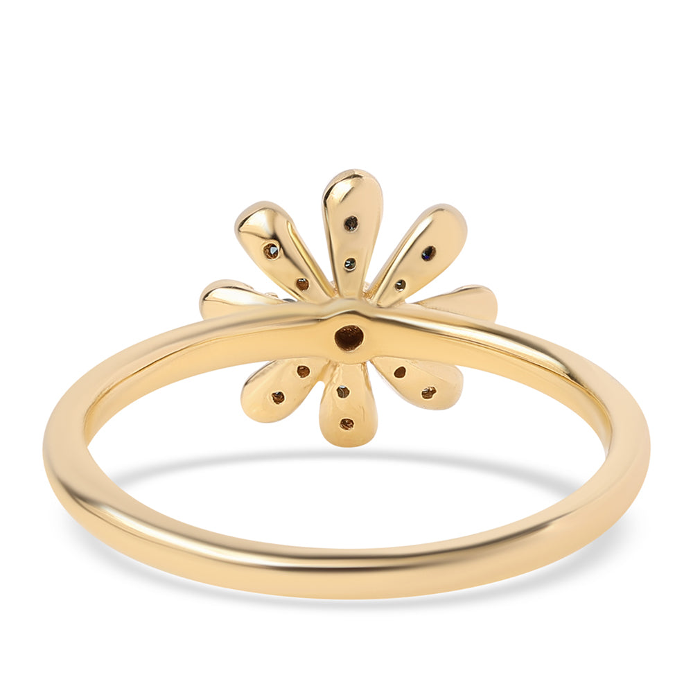 Pozlacený Stříbrný Prsten s Modrým Diamantem