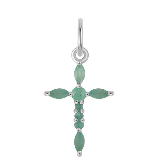 Stříbro 925/1000 - Přívěsek s Brazilským Smaragdem - Karátové číslo: 0.47. přibližná hmotnost: 0.76 gramů