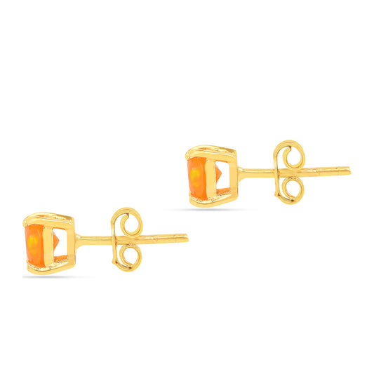 Pozlacené Stříbrné Náušnice s Ohnivým Opálem