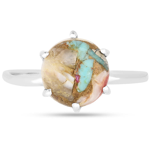 Stříbro 925/1000 - Prsten s Ústřicovým Tyrkysem - Karátové číslo: 2.18. přibližná hmotnost: 1.67 gramů