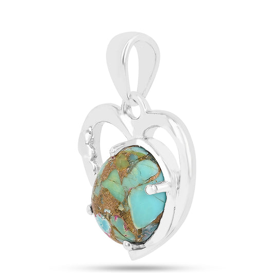 Stříbro 925/1000 - Přívěsek s Ústřicovým Tyrkysem - Karátové číslo: 2.8. přibližná hmotnost: 2.14 gramů