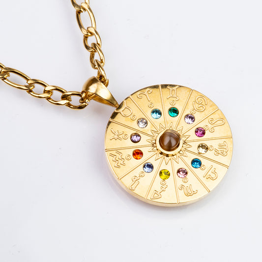 Pozlacený Slitinový Náhrdelník s Tygřím Okem ( Náhrdelník+Přívěsek )