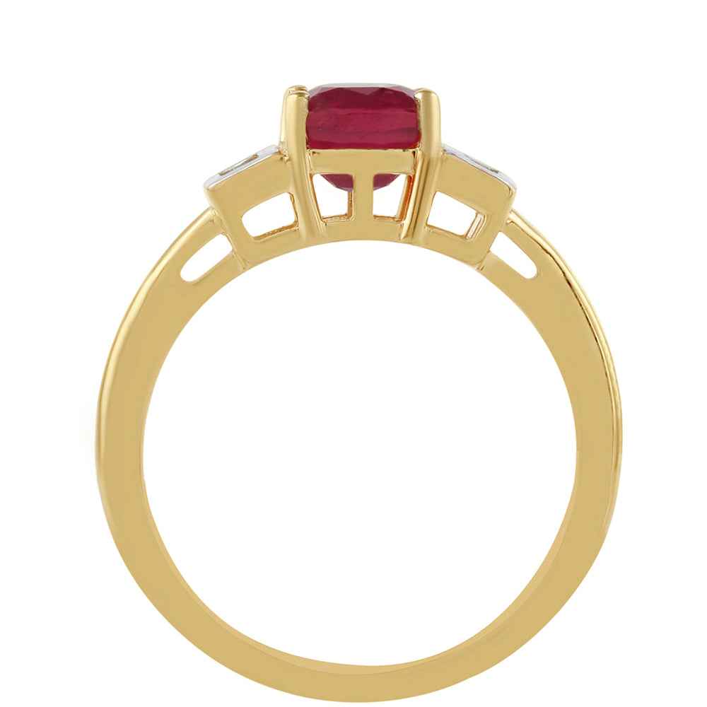 Pozlacené Stříbro 925/1000 - Prsten s Thajským Rubínem a Bílým Topazem - Karátové číslo: 1.91. přibližná hmotnost: 3.11 gramů