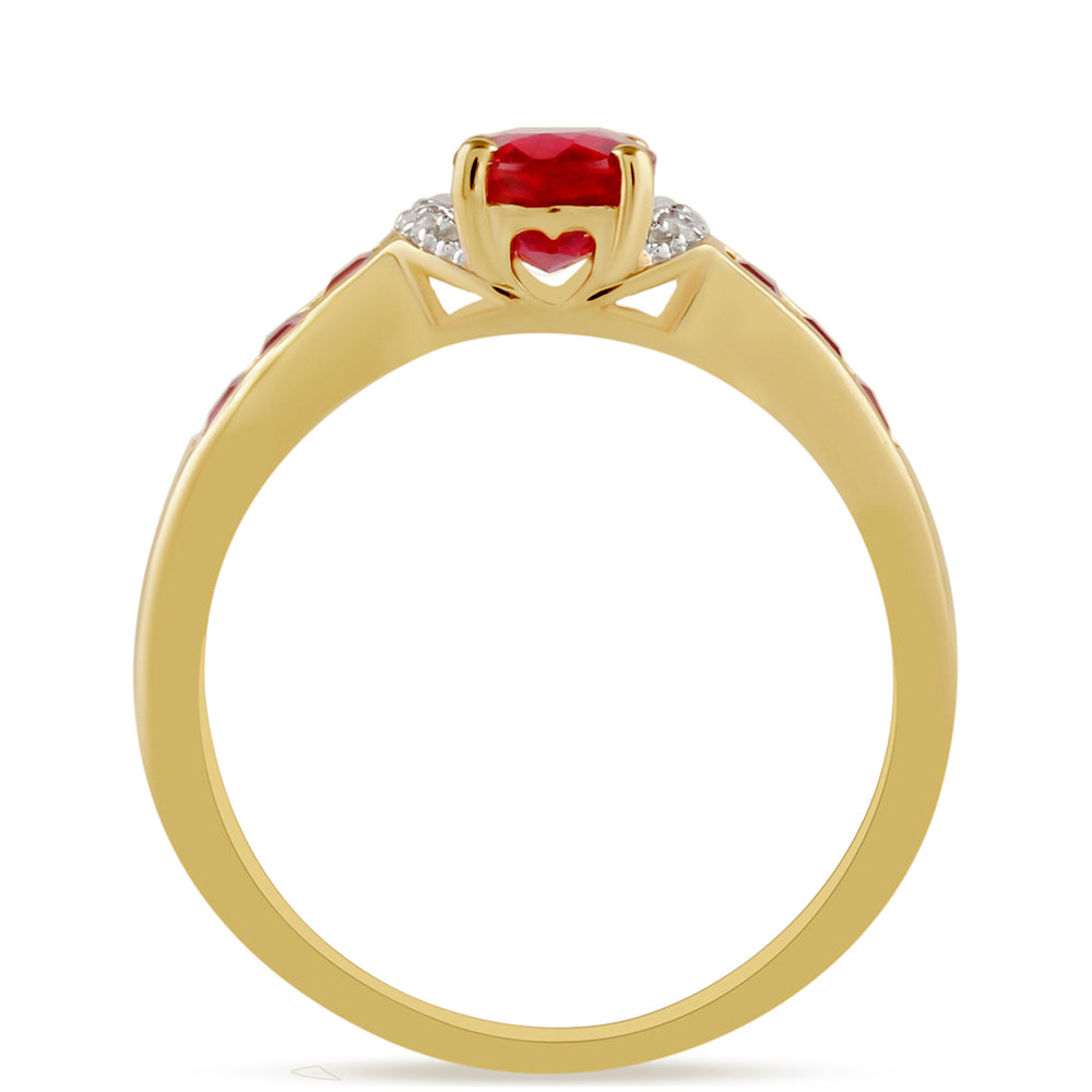 Pozlacené Stříbro 925/1000 - Prsten s Thajským Rubínem a Bílým Topazem - Karátové číslo: 1.91. přibližná hmotnost: 2.09 gramů