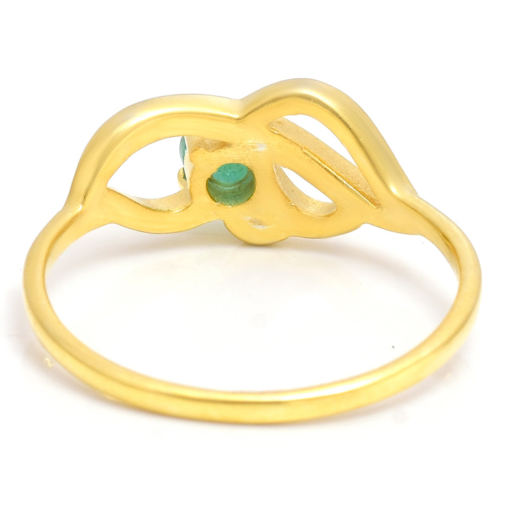 Pozlacené Stříbro 925/1000 - Prsten s Brazilským Smaragdem - Karátové číslo: 0.24. přibližná hmotnost: 2.1 gramů