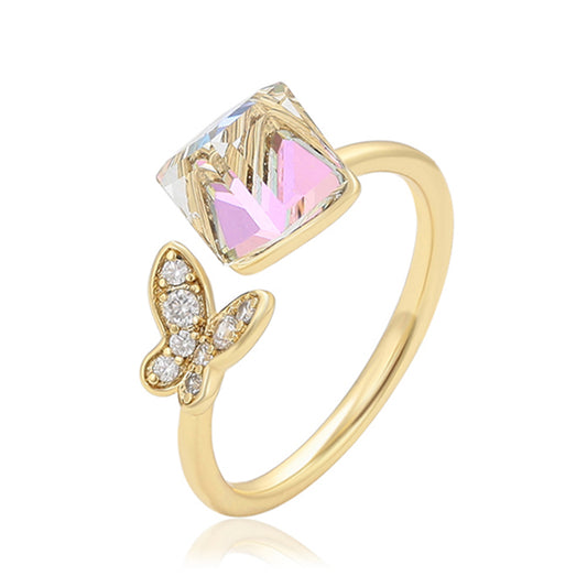 Pozlacený Slitinový Prsten s Bílým Emporia® Křišťálem