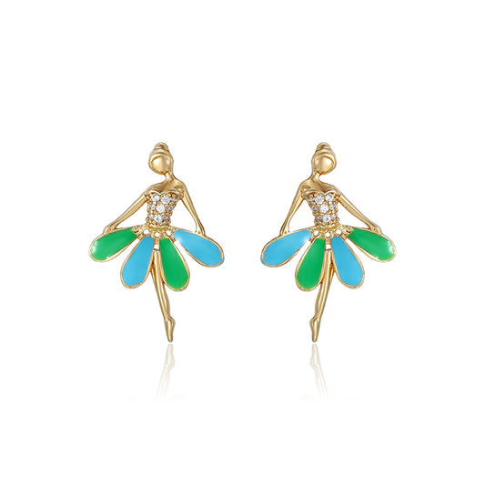 Pozlacené Slitinové Náušnice se Smaltem a Bílým Emporia® Křišťálem