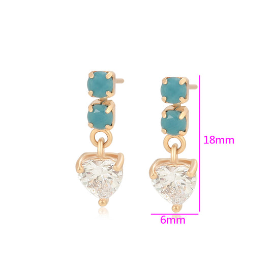 Pozlacené Slitinové Náušnice se Zeleným Emporia® Křišťálem a Bílým Emporia® Křišťálem