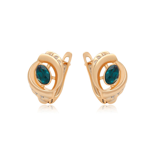 Pozlacené Slitinové Náušnice se Zeleným Emporia® Křišťálem