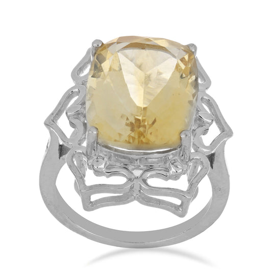 Stříbro 925/1000 - Prsten s Uralským Citrínem - Karátové číslo: 8.71. přibližná hmotnost: 6.37 gramů