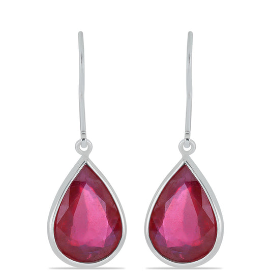 Stříbro 925/1000 - Náušnice s Madagaskarským Rubínem - Karátové číslo: 13.3. přibližná hmotnost: 5.12 gramů