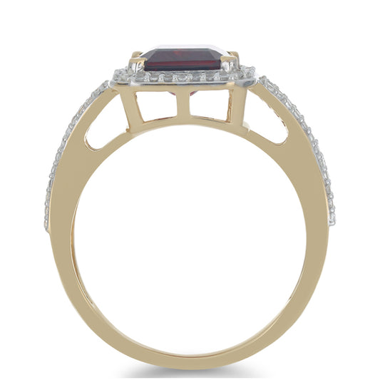 Pozlacené Stříbro 925/1000 - Prsten s Bartonským Granátem a Bílým Topazem - Karátové číslo: 4.2. přibližná hmotnost: 4.48 gramů