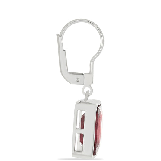 Stříbro 925/1000 - Náušnice s Madagaskarským Rubínem - Karátové číslo: 13.55. přibližná hmotnost: 6.67 gramů