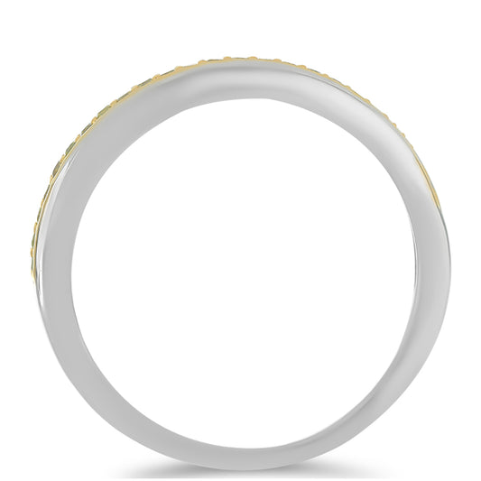 Stříbro 925/1000 Prsten se Žlutým Diamantem - Karátové číslo: 0.16. přibližná hmotnost: 2.94 gramů