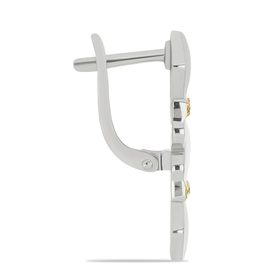 Stříbro 925/1000 - Náušnice se Žlutým Diamantem - Karátové číslo: 0.12. přibližná hmotnost: 4.64 gramů