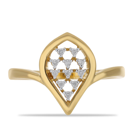 Pozlacené Stříbro 925/1000 - Prsten s Bílým Diamantem - Karátové číslo: 0.09. přibližná hmotnost: 3.01 gramů