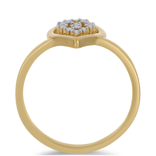 Pozlacené Stříbro 925/1000 - Prsten s Bílým Diamantem - Karátové číslo: 0.09. přibližná hmotnost: 3.01 gramů