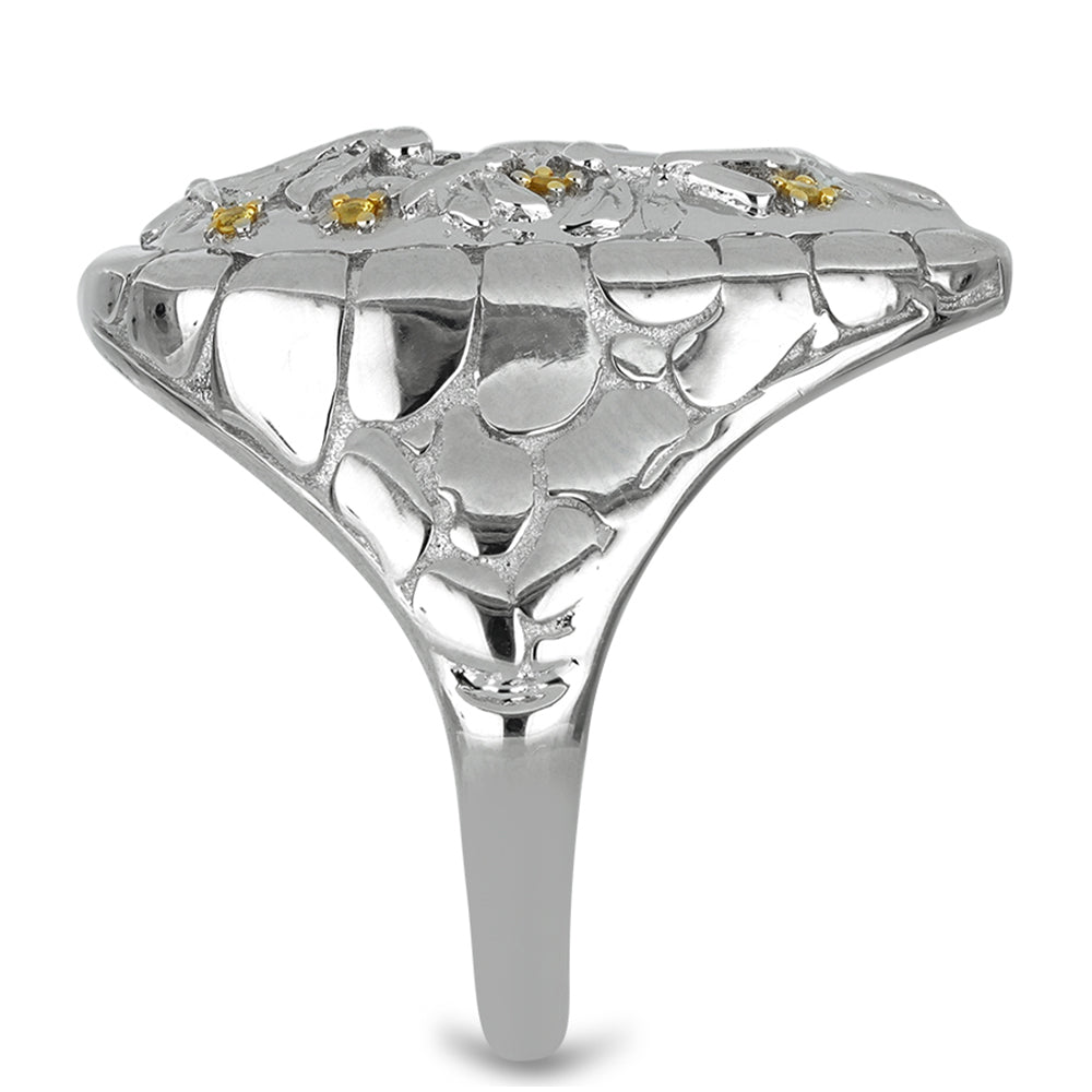 Pozlacený Stříbro 925/1000 - Prsten s Uralským Citrínem - Karátové číslo: 0.06. přibližná hmotnost: 13.73 gramů