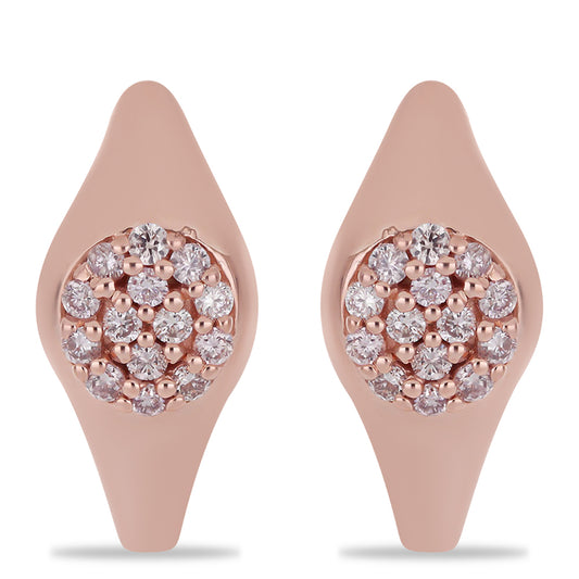 Růžově pozlacené Stříbro 925/1000 - Náušnice s Růžovým diamantem - Karátové číslo: 0.28. přibližná hmotnost: 3.43 gramů