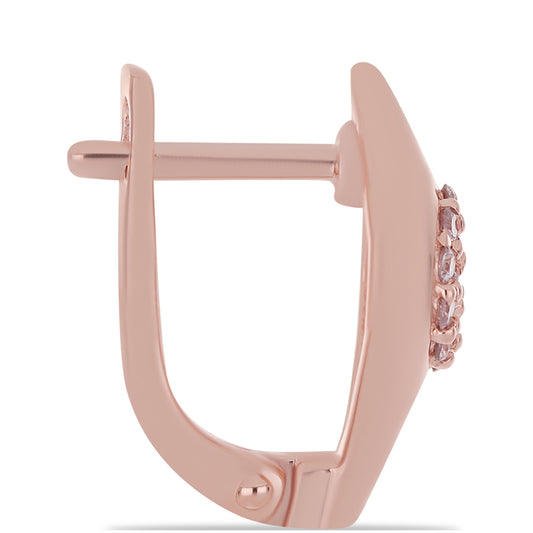 Růžově pozlacené Stříbro 925/1000 - Náušnice s Růžovým diamantem - Karátové číslo: 0.28. přibližná hmotnost: 3.43 gramů