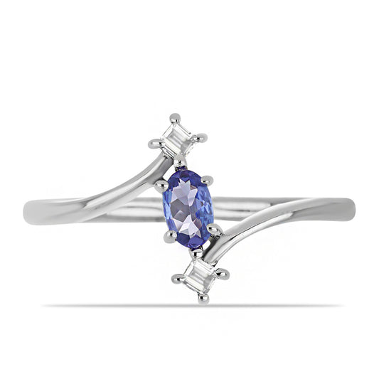 Stříbro 925/1000 - Sada s Tanzanitem a Bílým Topazem - Karátové číslo: 0.98. přibližná hmotnost: 2.95 gramů ( Náušnice+Prsten )