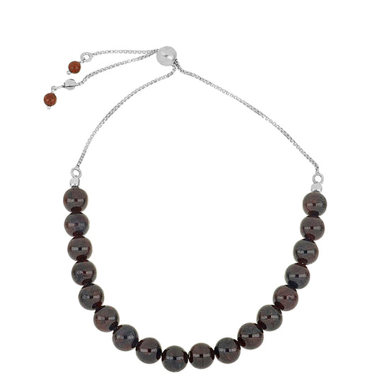 Stříbro 925/1000 - Náramek s Bartonským Granátem - Karátové číslo: 68.63. přibližná hmotnost: 15.63 gramů