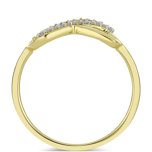 Pozlacené Stříbro 925/1000 - Prsten s Champagne Diamantem a Bílým Diamantem - Karátové číslo: 0.16. přibližná hmotnost: 2.59 gramů