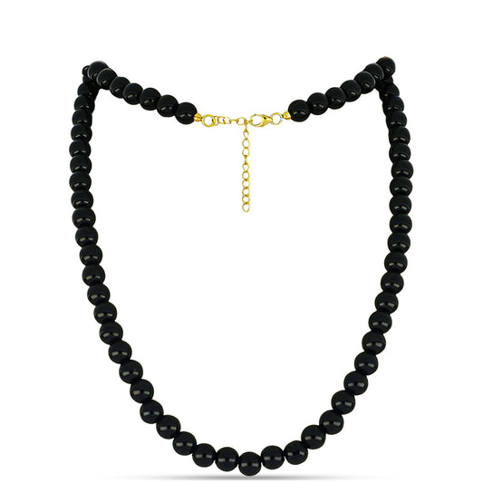 Pozlacené Stříbro 925/1000 - Náhrdelník s Černým Suwarským Onyxem - Karátové číslo: 208.53. přibližná hmotnost: 42.74 gramů