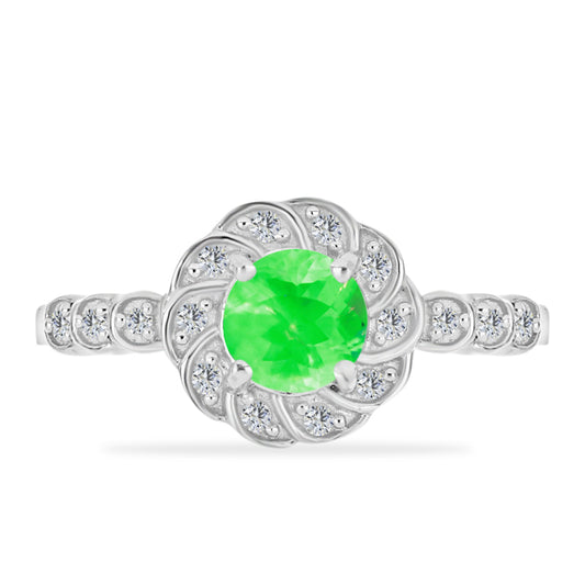 Stříbrný Prsten s Hyalit Opálem a Bílým Topazem